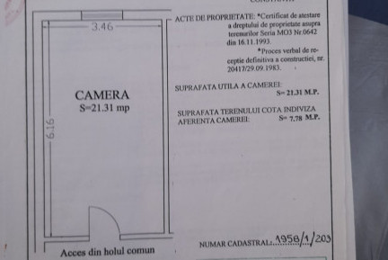  garsoniera in zona  ENERGIA, pe strada Baba Novac