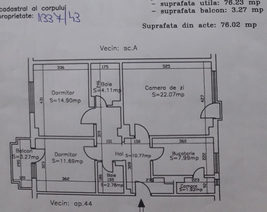 Apartament cu 3 camere decomandate confort 0, 2 bai