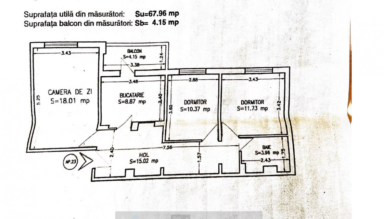 apartament cu 3 camere decomandate confort 0, in TOMIS III, etaj 1, 72 mp