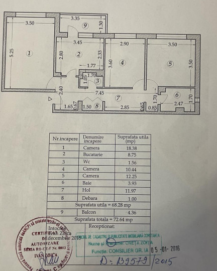 apartament cu  3 camere decomandate confort 0, in zona DACIA - TOMIS III 