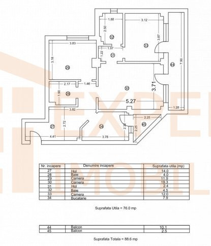 Apartament cu 3 camere decomandate  în zona TOMIS NORD - VIVO, bloc 2022