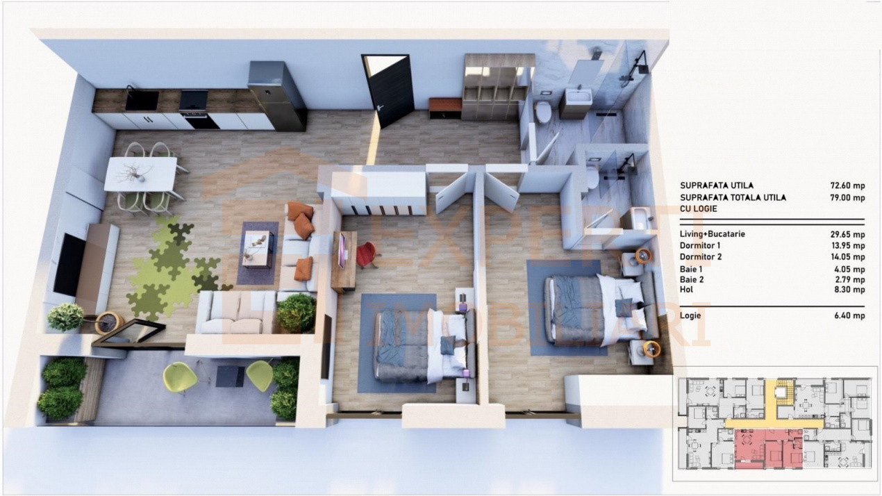 Apartament 3 camere zona Tomis Plus