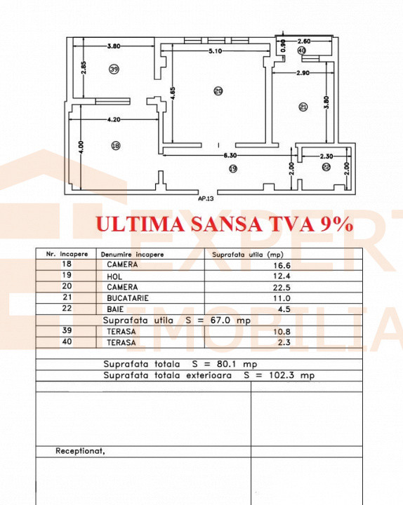 * ULTIMA SANSA TVA 9% * Apartament 2 camere situat in zona Boreal